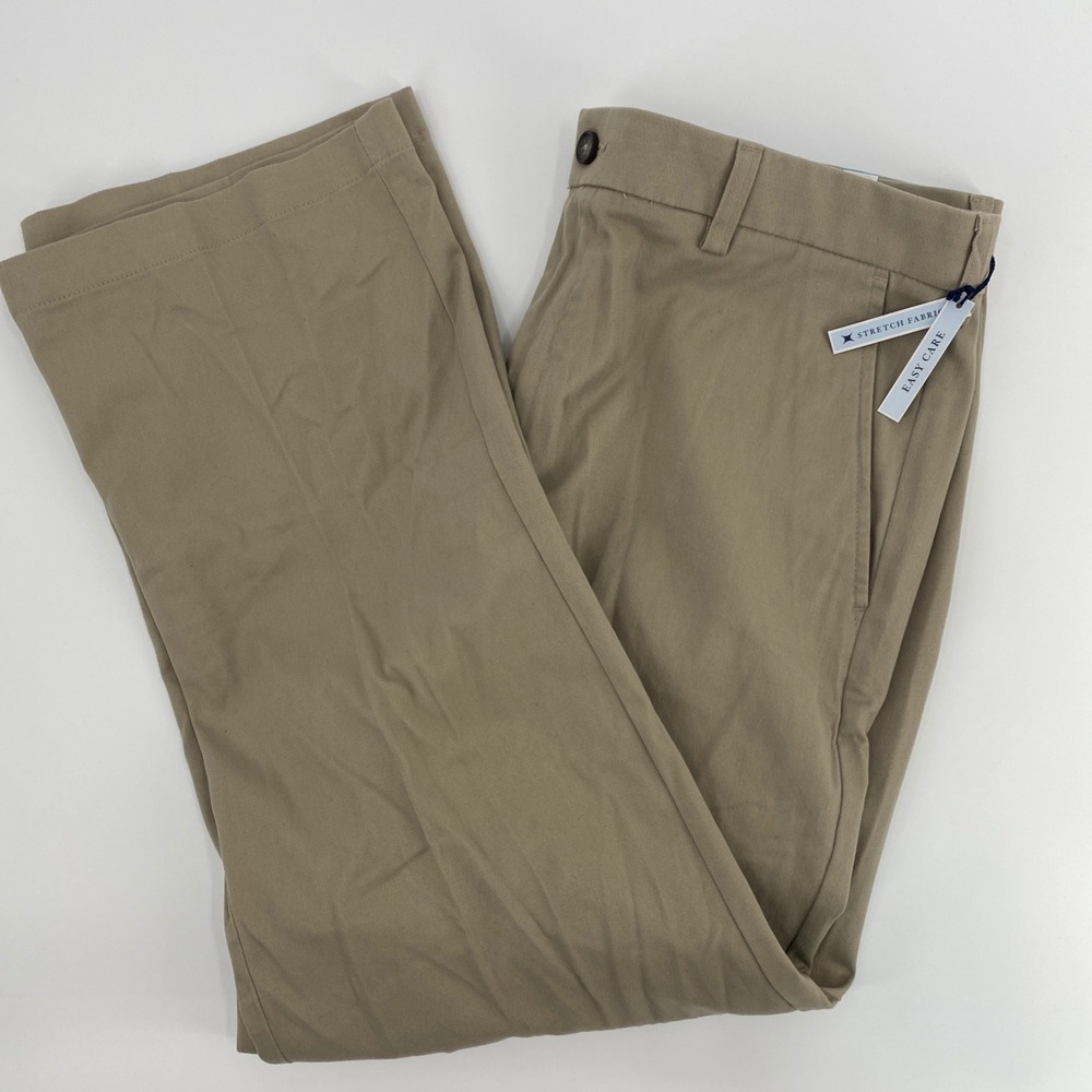 NEW Croft Barrow Khaki Pants Mens Tag 38x30 Actual 38x29 Tan Classic Fit Stretch